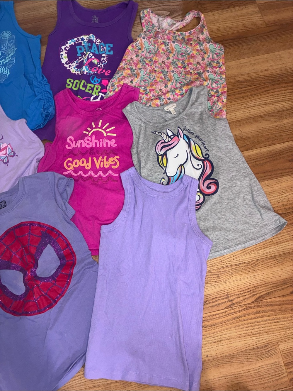 Girls Summer Tank Top Bundle - Purple, Pink, Blue, Gray - Picture 4 of 6